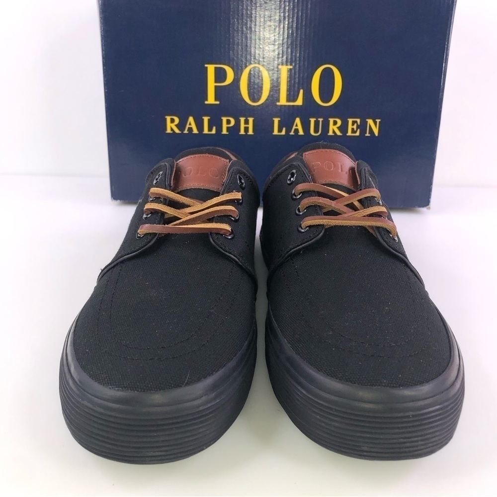 POLO Ralph Lauren Canvas Faxon Low-Top Sneakers Men's Shoes 8 D  Black - Picture 5 of 9